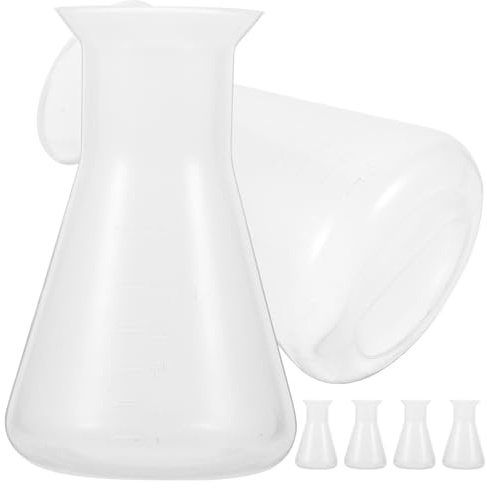 HIAKDOFT 6pcs Erlenmeyer Flask Plastic Set 100ml Graduated Flask Small with Conical Shape for Laboratory Use Easy Mixing and Blending Prevents Liquid Overflow