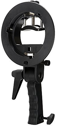Fotodiox Pro Blitz-Halterung mit Griff für Speedlight Blitzgeräte und Bowen Mount Stroboskop, zur Verwendung mit Reflektoren, Softboxen, Snoots und Schirmen