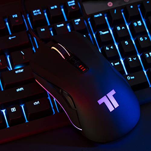 TRITTON 12000DPI Mouse da gioco cablato, RGB, mouse da gioco sintonizzabili con luce respirazione RGB, tasti programmabili 12.000 DPI e mouse da gioco avanzato per ufficio e videogiochi