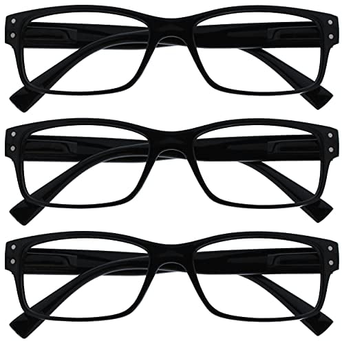 The Reading Glasses Company 3 Pack Mens Black Large Designer Style Readers Spring Hinges RRR11-1 +1.50
