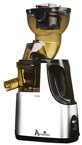 Acopino Delikato Entsafter – Slow Juicer mit leiser Technologie, schonende Saftherstellung für Obst & Gemüse, Edelstahl in Silber, BPA-frei, leichte Reinigung, hoher Saftausbeute