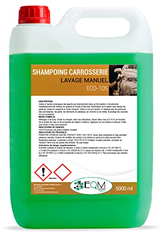 EQM - ECO-105 - Champú de Carrocerías Coche - 5L - + 250 LAVADOS - Limpieza rápida y protección de la pintura gracias a su pH neutro