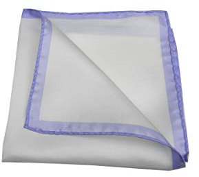 Avantgarde - Pochette Uomo da Tasca Bianca Man Handkerchief Seta Silk Bordo Diversi Colori (Taglia Unica, bordo alto lilla viola)