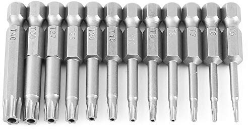 Gasea 12PCS 50MM Hex Tige Embout de Tournevis Torx Creux Tête 12 Type T5-T40 Tournevis Inviolable Bit Tournevis Sécurité Magnétique Pour Outils à Main