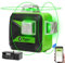 Huepar 603CG-BT, 3D 3X 360 Laser Level Green with Bluetooth & Pulse Mode, Switchable Cross Line Self Leveling 12 Lines, USB Rechargeable, 360 Vertical/Horizontal Lines, with 360° Magnetic Base+Bag