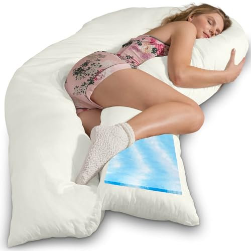 Traumreiter Seitenschläferkissen Visco XXL langes & hohes Hybrid Wendekissen mit Memory Foam [orthopädisch] + Watte Seite. Schwangerschaftskissen zum Schlafen Komfortkissen mit Bezug Baumwolle Natur