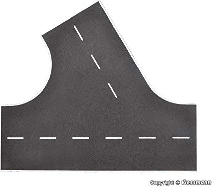 Vollmer 48264 H0 Straßenplatte Asphalt aus Steinkunst,60°-Einmündung nach
