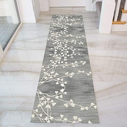 GJIF Läufer Teppich Flur rutschfest Modern Grau, Korridor Teppich Für Küche Wohnzimmer Schlafzimmer, Breite 60cm / 80cm/ 90cm/ 100cm/ 120cm(Size:60x250cm)