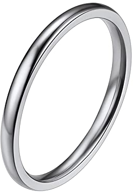 PROSTEEL Herren Ring Edelstahl Größe 54 hochglanzpoliert Bandring 2mm breit Simple Band Ring Partnerring für Männer, Modeschmuck Accessoire für Geburtstag Jahrestag