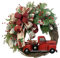 Corona Autunnale di Natale con Camion Rosso Vintage - Decorazione per Porta d'Ingresso con Pino e Zucca - Ghirlanda Festiva