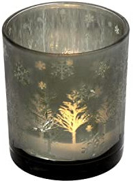 Windlicht Forest - grün/Silber - Glas - 9x10 cm