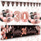 30 ans Decoration Anniversaire Or Rose Noir pour Femme, SWPEED Ballon 30 ans Or Rose Noir Ballons, Banderole Joyeux Anniversaire Triangle Bannière, 30 ans Deco Anniversaire Toile Affiche Fond Photo
