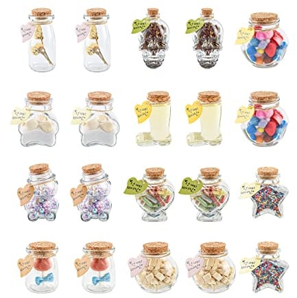 EylKoi Potion Bottles 20 Pcs/set Glass Bottle with Cork, Bud Vase Little Spell Jars Assorted Shapes, Decorative Propagation Jars Clear Apothecary Vials Sand Ceremony Kit Tiny Cute Gifts for Wishing