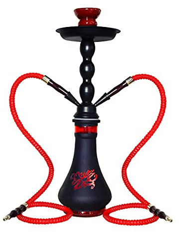 MADGROW. Cachimba KIOTO ROJA. Colores Mate. Shisha de 45 cm. Base en Vidrio y Cuerpo de Metal Mate Negro. Incluimos Accesorios adicionales para tu Shisha.