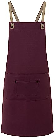 Karlowsky LS 39 PASSION Latzschürze URBAN-NATURE mit Kreuzbändern und großer Tasche, 65% Polyester/35% Baumwolle, Einheitsgröße, 85cm Länge, 70cm Breite, Aubergine