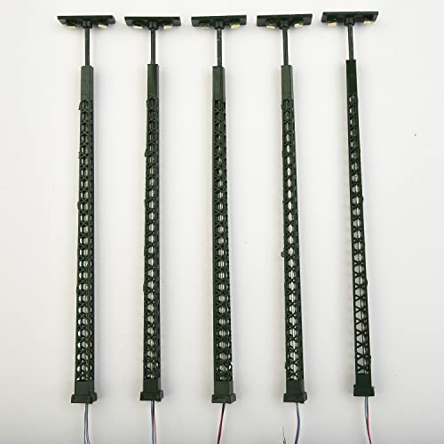 RANRAO 5 Stück Modelleisenbahn-Betriebsleuchten Gittermast HO-Maßstab Lampe Schienenlicht Layout 13,5 cm