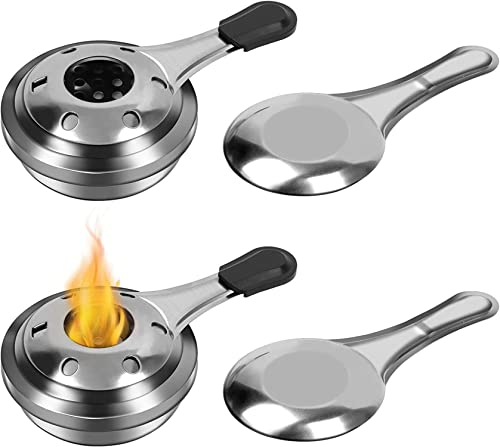 Denxahao Fondue Brenner Pastenbrenner Mini Chocolate Cheese Fondue Set Edelstahl Tragbar Winddicht Alkohol Herd Alkoholkocher Für Hot Pot, Dry Pot Cuisine, Buffet (2pcs)