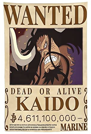 NANXIANG Anime One Piece Wanted Poster Kaido Home Decor Tapisserie Wandkunst Hängebild Druck Schlafzimmer Dekorative Malerei Wandteppiche Zimmer Ästhetik 152,4 x 228,6 cm