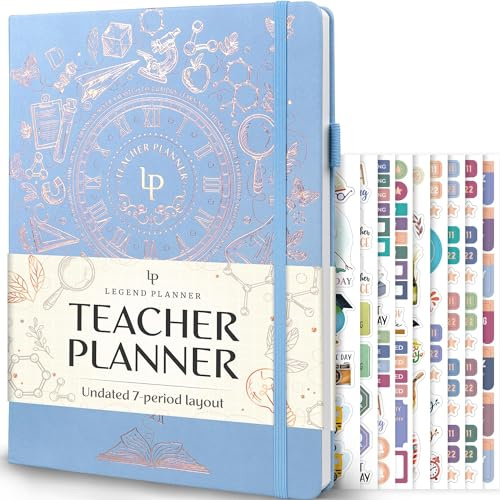 Legend Teacher Planner – undatiertes Unterrichtsplanbuch für Lehrer mit Wochen- und Monatskalendern, Klassenzimmer-Organisation und Schuljahresplaner, 21,5 x 28 cm, Hardcover (Immergrün)