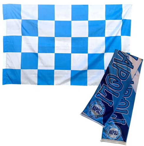 Magico Napoli Scarf 20x120 cm + Chess Flag of Naples with Rod Loop 90x150 cm