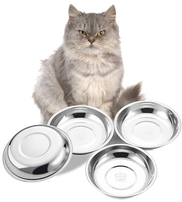 VENTION Gamelles Inoxydable de Base pour Chat 790ml, Gamelles de Nourriture Peu Profondes Chat 20,6cm, Soulager la Fatigue des Moustaches, Ensemble de 4 Bol de Remplacement pour Mangeoire à Surélevée