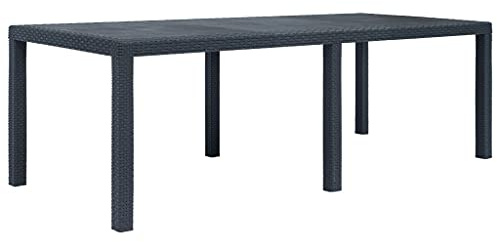 FIRBNUS Gartentisch Anthrazit 220x90x72 cm Kunststoff Rattan Stil Gartentisch Kunststoff Balkontisch Gartentisch Gartentisch Terrassentisch Rattantisch Ideal für Garten Terrasse
