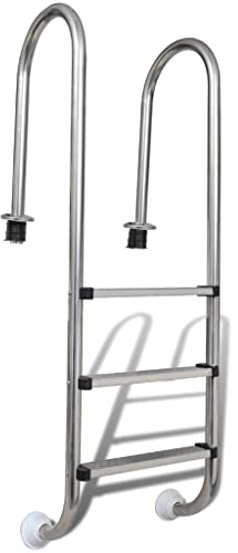 Poolleiter, 3 Stufen, Edelstahl 304, 120 cm, robuster Rahmen aus Edelstahl 304 + Gummifüße