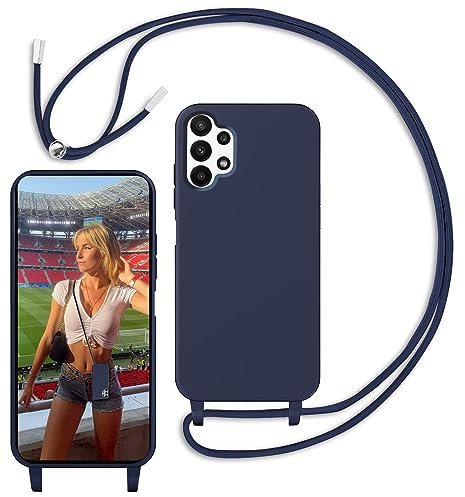 Yojiong Cover con Cordino per Samsung Galaxy A23 (5G / 4G) / M23 / M13 (6.6), Custodia con Laccio Collana smartphone Liquido Silicone [Antiurto] [An tiGraffio] [Antiscivolo] Case, Deep Navy