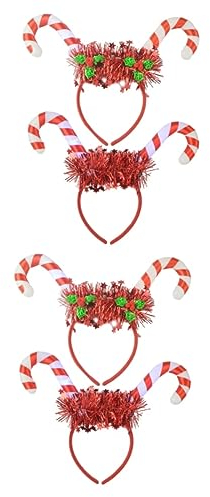 FOMIYES 4 Stück Cane Glow Stirnband Weihnachtsstirnbänder Für Mädchen Zuckerstangen-haarschmuck Leuchtendes Haarband in Krückenform Zuckerstangen-haarreifen Plastik Damen Beleuchtung Led