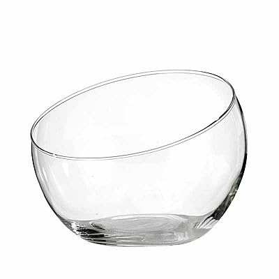 Euro Italia - Ciotola in vetro trasparente con bordo obliquo di. 20 cm altezza 18 cm