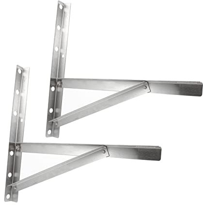 Holibanna 2PCS Air Conditioning Outer Rack window ac units metal support frame metal stand foldable shelf bracket folding hinge bracket metal shelf air conditioner Stainless steel wall Mount