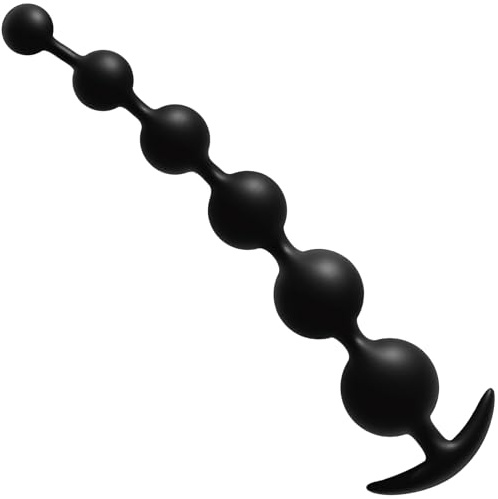 AMAZBEE Perle Anali in Silicone con Palline di Diverse Dimensioni Giocattolo Sessuale con Perle anal Flessibile con Dildo Butt Plug a Base Stretta e Svasata per uomini e donne nero (6 Bead)