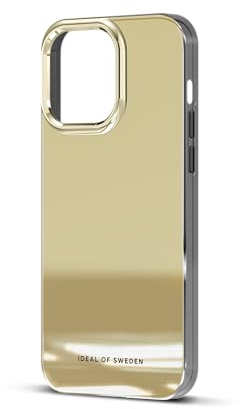 IDEAL OF SWEDEN Durchsichtige Handyhülle mit erhöhten Kanten und Nicht vergilbenden Materialien, fallgetesteter Schutz mit Spiegel Finish, kompatibel mit iPhone 15 Pro Max (Gold Mirror)