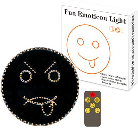 Panneau lumineux LED pour fenêtre arrière avec télécommande – Lampe de geste amusante pour voiture, panneau de signalisation routière, accessoires de bricolage, cadeau (lumière émoticône amusante)