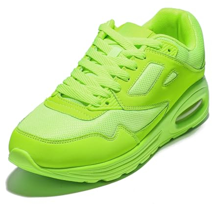 JOMIX Chaussures de Sport Running Basket Homme Chaussures de Marche Sport Baskets Gymnasium Tennis Sneakers en Maille Respirantes Légères pour Homme(Vert Fluo, 41)