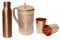 BRACOP® Wasserkrug Kupferkrug mit Deckel 2 Kupferbecher Gläser Becher Ayurveda-Kupferbecher auslaufsichere Wasserflasche mit Deckel Trinkflasche reines Kupfer für Reisen Servierkrug als Geschenke