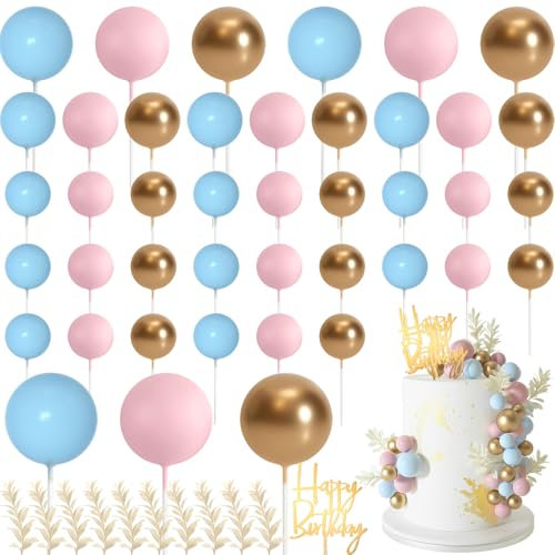 MIAHART Décoration de gâteau à thème bohème (bleu clair, or, rose clair)