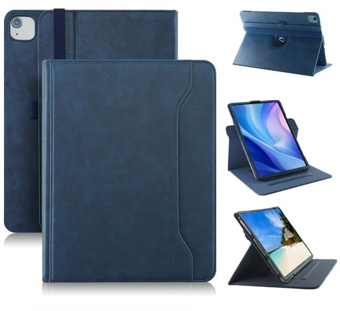 Xuanbeier 360° drehbare Hülle kompatibel mit iPad Air 11 2024 11 Zoll iPad Pro 11 schützende Hülle mit Handschlaufe und automatischem Wake/Sleep,Dunkelblau
