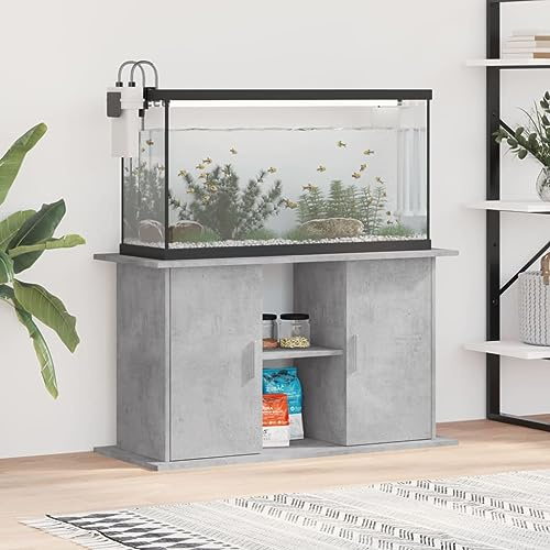 Rantry Aquariumständer Aquarien Schrank Aquarium Unterschrank, Aquarium Tisch mit Stabiler Oberplatte, Aquariumschrank für Sicheren Stand Betongrau 101x41x58 cm Holzwerkstoff