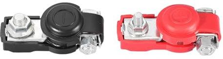 Universal Car Battery Terminal Connectors- Red and Black Clamps with Protective Cover