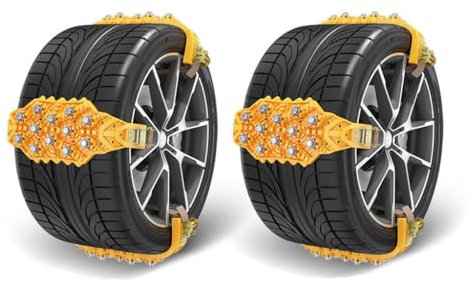 QSCGEBUJ Auto Schneeketten für Audi A4 (MK B8) 2007-2015,Winter Reifen Notfall Anfahrhilfe rutschfest Langlebige Außendekoration Zubehör,A2-6 Pieces Yellow