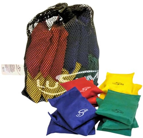 Lusum 12 und 20 Stück Sitzsack Wurfspiel - Wurf-Sitzsäcke (Allwetter) - Cornhole Sitzsäcke - Perfekt für Schulsport, Karnevalsspiele (12er-Pack)