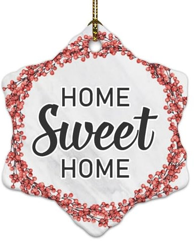Home Sweet Home Weihnachtsschmuck, bunte Blume, Schneeflocke, hängende Ornamente, Keramik, Schneeflocke, Weihnachtskugel, Geschenk für Weihnachts-Party-Dekorationen