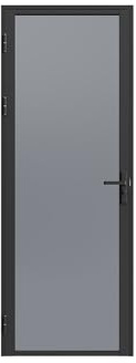 Vente-unique-Blocco porta reversibile in alluminio e vetro temperato fumé H204 x L73 cm Nero - LOXTON