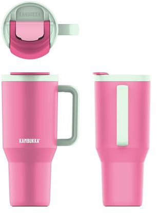 KAMBUKKA Rio Thermobecher mit Henkel, 1000 ml, Bubblegum Mint mit luftdichtem Deckel