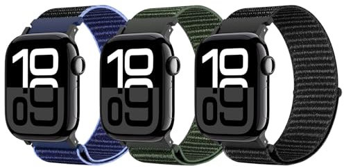Astorgos 3Pack Cinturino Nylon Compatibile con Apple Watch Ultra 2/Ultra 49mm, S10 46mm, 9/8/7 45mm, SE2/SE/6/5/4 44mm, 3/2/1 42mm, Cinturino Sportivo in Tessuto Fine per Uomini Donne,ColoreC