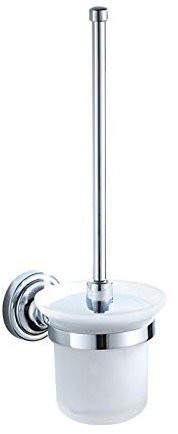 Escobillero y Soporte, Portaescobillas de baño Soporte de plástico de Acero Inoxidable Soporte for escobilla de baño Soporte for Herramientas de Limpieza de baño con Vaso de Vidrio