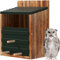 Camii Eulenhaus, Vogelhaus für draußen, Eulen-Nistkasten mit Premium karbonisiertem Zypressenholz, Befestigungsschrauben, leicht zu reinigen, Kreischkasten für Wildtierliebhaber, einfache Montage