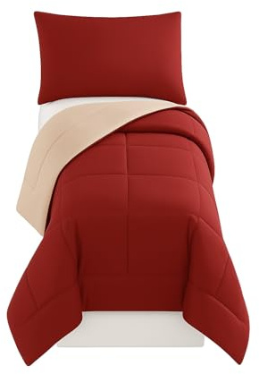 Corredocasa Piumone Letto Singolo Invernale, Made in Italy - Morbido Double Face, Trapunta Invernale da 350gr/mq Microfibra Manopesca Traspirante e Anallergica (Bordeaux Panna, Singolo)