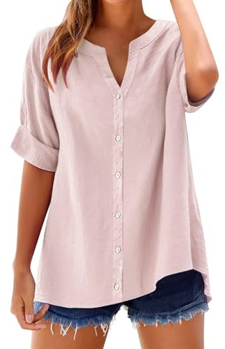 Ofertas Flash del Dia Mujer Ropa Camisetas Algodon Mujer Blusas Tirantes Verano 2025 Camisa XXL Tunica Manga Corta Talla Grande Otoño De Algodón Camiseta Larga por Detras Top Mangas Abullonadas